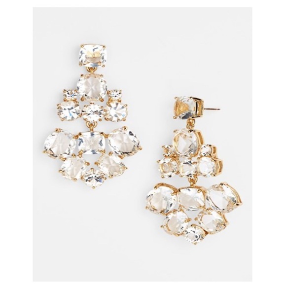 kate spade Jewelry - Kate Spade Elegant Gold and Silver Crystal Drop Chandelier Earrings